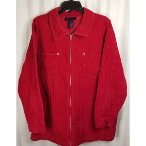 Denim & Co. Corduroy Red Women's Jacket Long Sleeve Full Zipper Size 1X